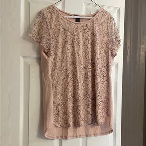 Ann Taylor Blush Floral Lace Blouse
